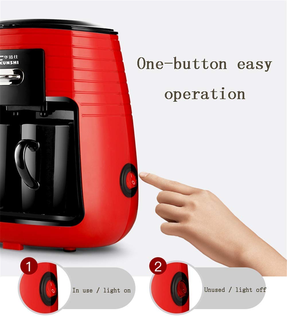 NOALED Coffee Machine Built-In, Coffee Machine Espresso American Coffee Machine Home Automatic Tea Machine Filter Mini Coffee Pot Red