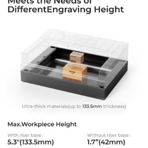 xTool S1 Riser Base Accessory for xTool S1 Machine, Engrave Thick Objects up to 5.3'' Height, Support to Use RA2 Pro for Tumblers, Baseball Bat, Mug, Wine Glass