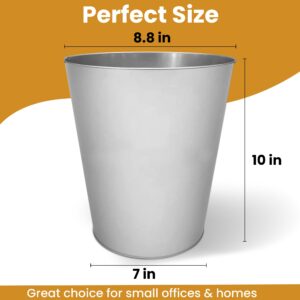 Shirin Packaging Metal Trash Can Small Metal Trash Can for Office Stainless Steel Bathroom Trash Can Garbage Recycle Bin Office Trash 9.4" x 9.4" x 10.9" Diameter 22cm - 8.6"