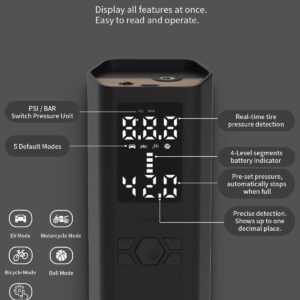JOWUA Portable Air Compressor for Tesla & Tire Valve Caps ComboAir Compressor