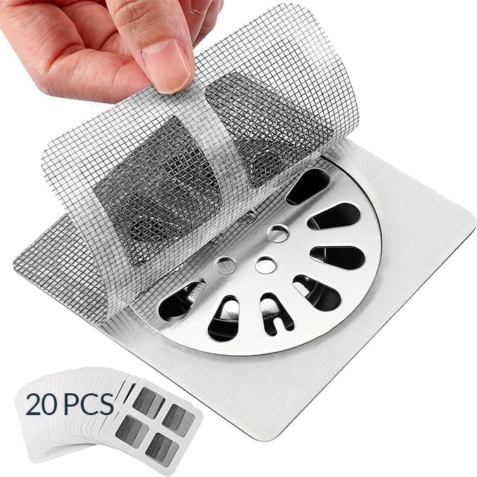 20 Pack, Disposable Shower Drain Hair Catcher Mesh Stickers.Shower Drain Cover Hair,Bathroom, Laundry, Bathtub, Kitchen, Sink, for Human and pet Hair