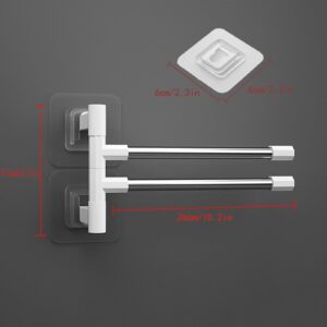 2 Pieces Towel Holder, Swing Arm Kitchen Bathroom Towel Rack Wall Self-Adhesive, 2-arm