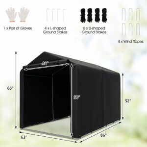 Tangkula 7x5.2Ft Portable Shed, Outdoor Storage Shelter with Waterproof Cover & Roll-up Zipper Door, Heavy Duty Portable Storage Tents for Outside, Bikes, Garden Tools, Motorcycles