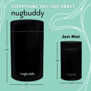 nugbuddy Mini Airtight Storage Container - Vacuum Sealed Insulated w Nested Glass Jar - UV Protection, Temperature Controlled Stainless - Whiteboard Finish w Marker Included - 100 ml (1/4 Oz)