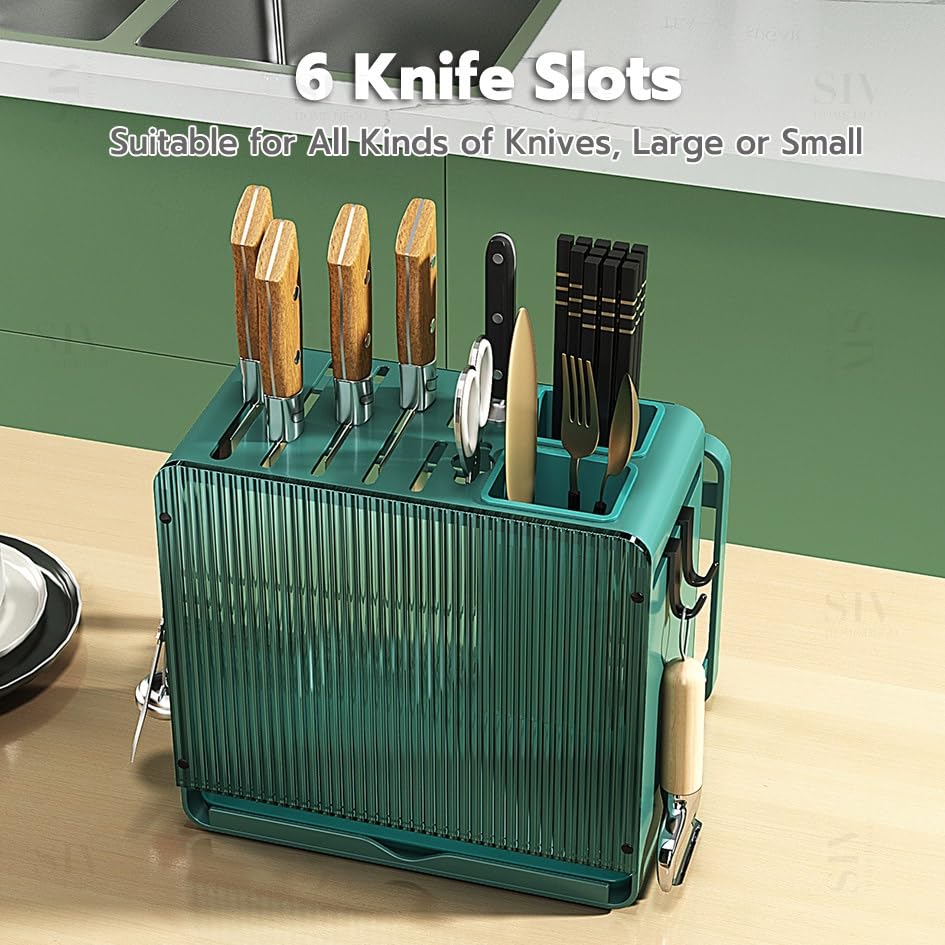 KBOX811 Knife Holder Organizer Stainless Steel Rack This multifunctional kitchen storage rack with Utensil (Green) version:No cutting board rack