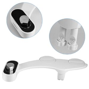 NDNCZDHC Dual Nozzle Bidet Attachment for Toilet, Single Cold Water Sprayer, Non-Electric Bidet Toilet Seat, Water Pressure Adjustment, with 80cm Hose(EU(3/8))