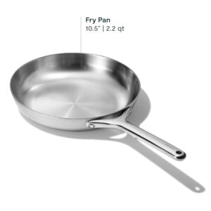 Caraway Stainless Steel Fry Pan (2.7 qt, 10.5") - 5-Ply Stainless Steel Pan - Oven Safe & Stovetop Agnostic - Non Toxic, PTFE & PFOA Free