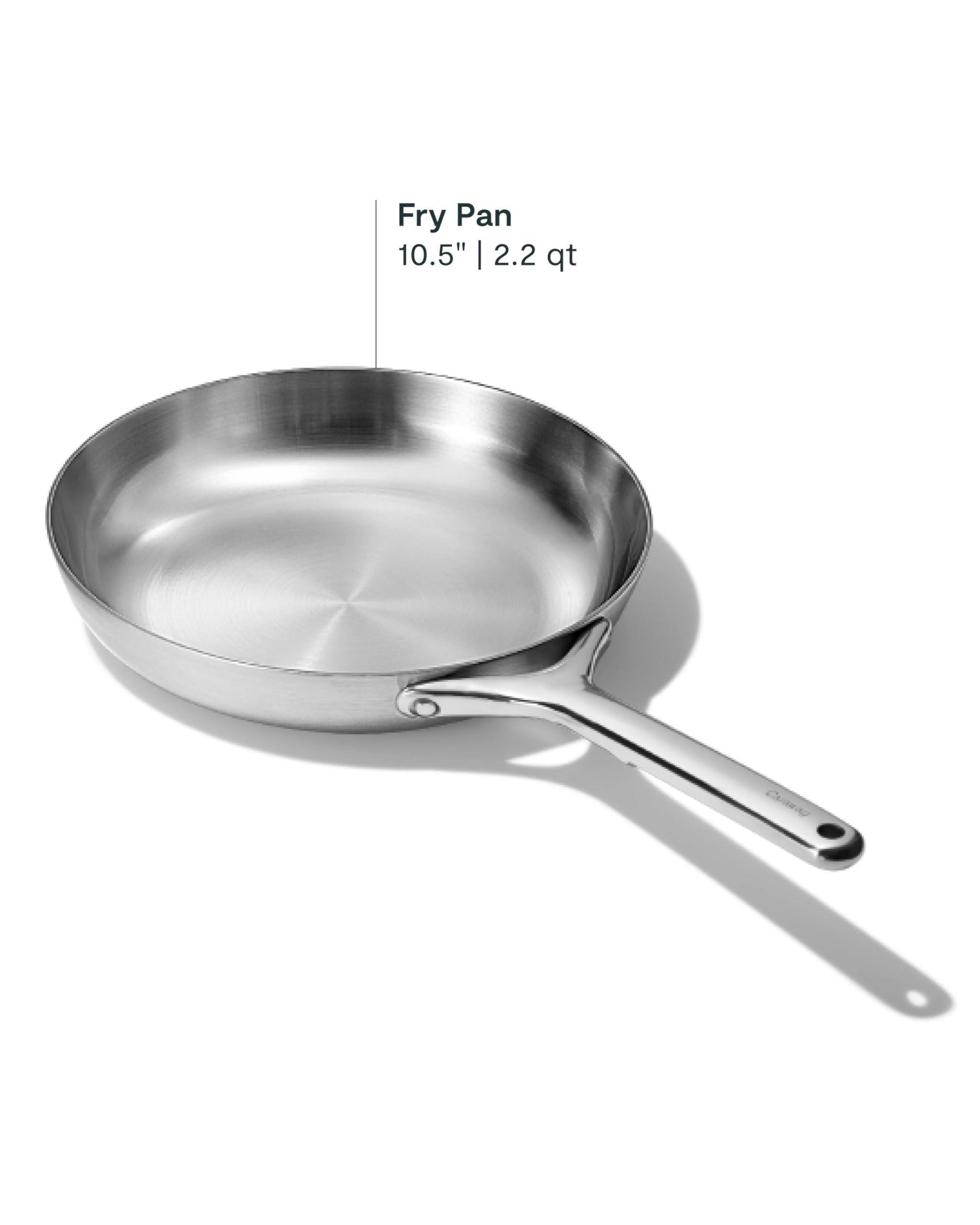 Caraway Stainless Steel Fry Pan (2.7 qt, 10.5") - 5-Ply Stainless Steel Pan - Oven Safe & Stovetop Agnostic - Non Toxic, PTFE & PFOA Free