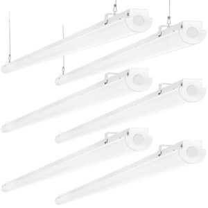 antlux 8ft led shop lights 110w strip lights [6-lamp t8 fluorescent equiv.], 12000lm, 5000k, compact commercial 8 foot light fixtures for warehouse, garage, energy saving up to 4000w/5 years, 6 pack