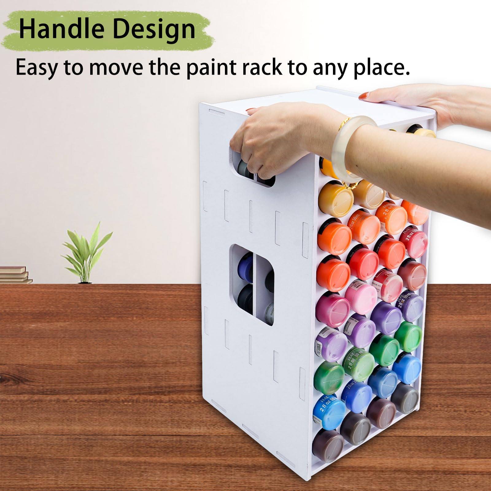 SANFURNEY Craft Paint Storage Rack, 72 Holes Spinning Paint Storage Tower, Vertical Paint Organizer Holder Stand for Apple Barrel, Folkart -2oz Craft Paints