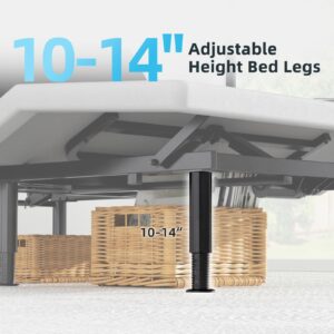 Full Adjustable Bed Base Frame, Massage & Wireless Remote, Dual USB Ports,Ergonomic Upholstered Bed Frame, Lift Motor, Under Bed Lighting, Independent Head and Foot Tilt