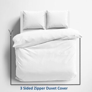 3 Sided Zipper Duvet Cover Set Queen Size White - Soft Microfiber Duvet Cover Set with 3 Sided Zipper Closure, 3 PCS Queen Size Duvet Cover (90"x90") & 2 Pillow Cases(20"x30"), NO Comforter