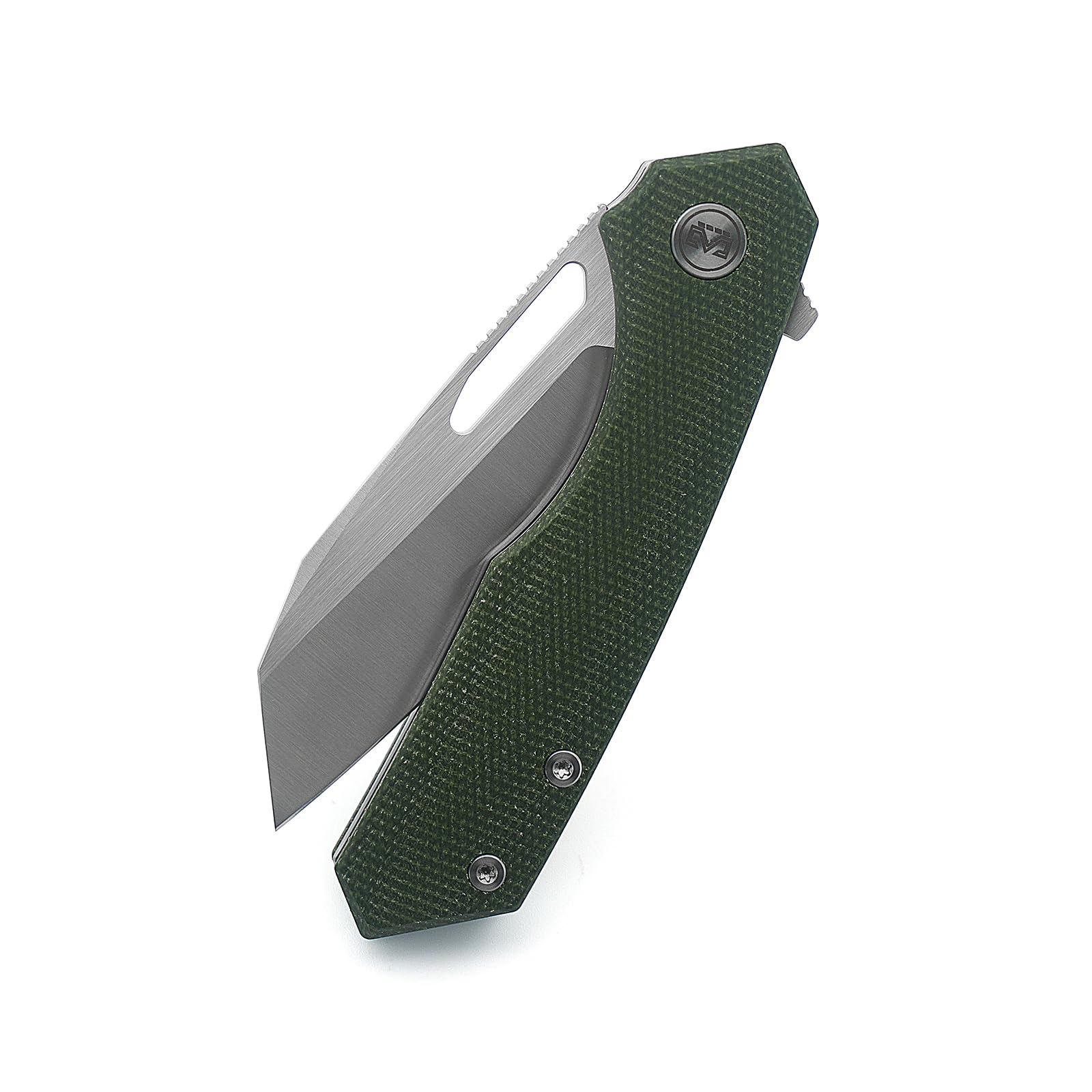 Miguron Knives M Keryx Flipper Folding Knife 3.17" Satin 14C28N Blade Green Micarta Handle With Titanium Pocket Clip Camping Hiking Pocket Knife MGR-813MGN