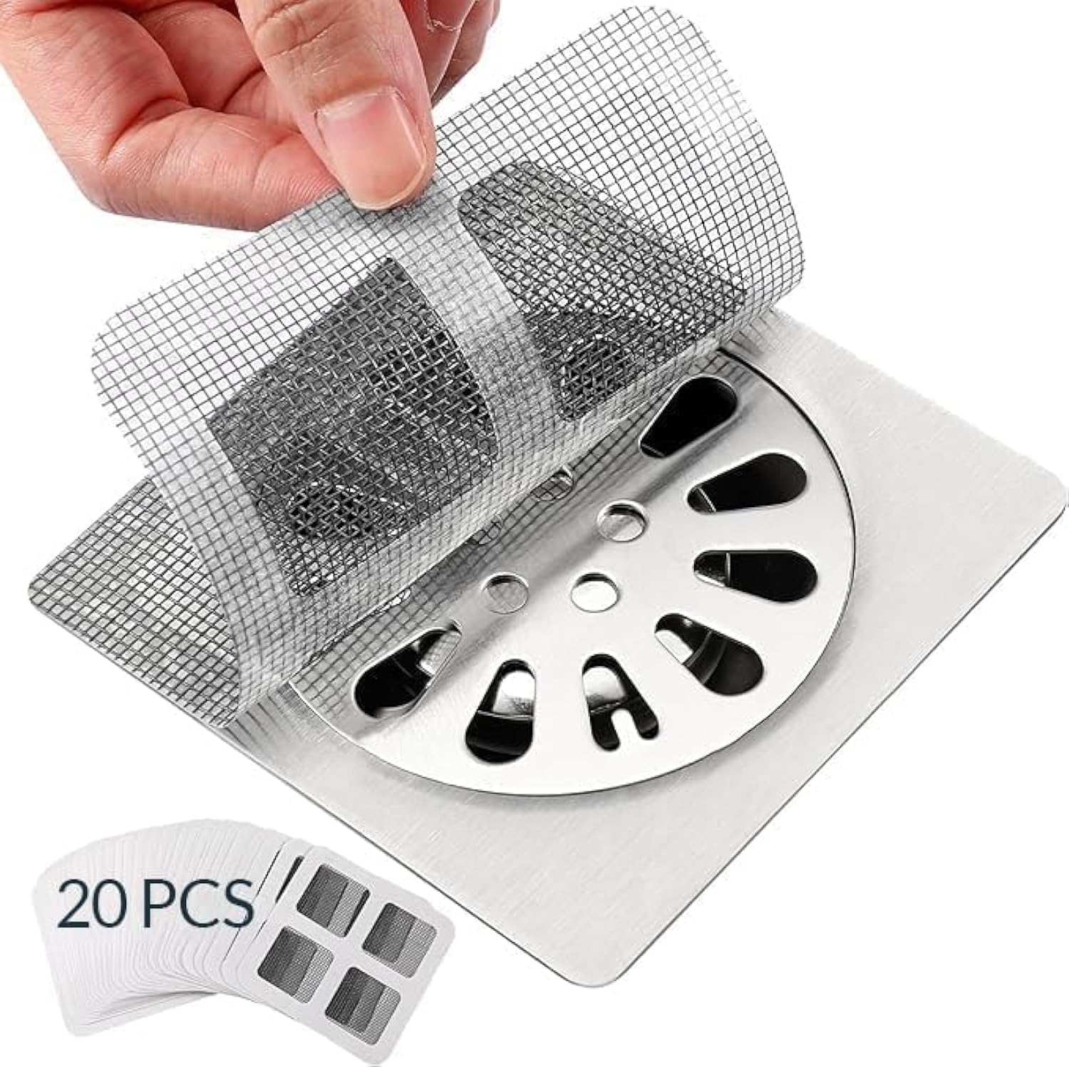 20 Pack, Disposable Shower Drain Hair Catcher Mesh Stickers.Shower Drain Cover Hair,Bathroom, Laundry, Bathtub, Kitchen, Sink, for Human and pet Hair