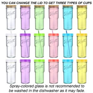 XLSXEXCL 6 Pack Mason Jar Cups with Lids and Straws, 24 OZ Reusable Ice Coffee Cups Mason Drinking Glasses Tumbler Cups Set for Boba Tea, Smoothies, Cold Brew, Beer