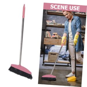 HOLIDYOYO Outdoor Indoor Broom for Floor Cleaning Collapsible Long Handle Angle Brooms Heavy Duty for Home Garage Kitchen Office Courtyard Lobby Lawn Concrete Pink