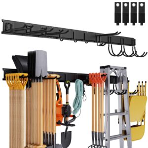 waturis garage wall organizer, 64 inch heavy duty garden tool organizer, 18pcs adjustable tool storage rack for garage storage organization yard shed tool organizer