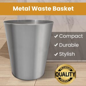 Shirin Packaging Metal Trash Can Small Metal Trash Can for Office Stainless Steel Bathroom Trash Can Garbage Recycle Bin Office Trash 9.4" x 9.4" x 10.9" Diameter 22cm - 8.6"