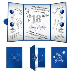 crenics 18th birthday decorations for boy or girls, creative 18th birthday guest book alternative, blue and silver 18 birthday signature book 18 x 12 inch, great 18 birthday gifts