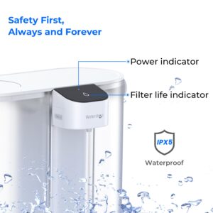 Waterdrop Compact Electric Water Filter Pitcher, Dispenser, 200-Gallon Water Filter for Fridge, NSF/ANSI 42&53&401, Reduce PFAS, Lead, Chlorine, 14-Cup, White, with 1 Filter, Does not Lower TDS