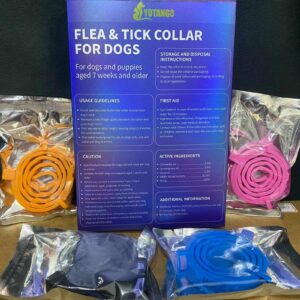 4 Pack Flea Collar for Dogs, 8 Months Flea and Tick Collar for Dogs Puppies, Flea and Tick Prevention for Dogs, Adjustable Waterproof Dog Flea Collar, Dog Flea Tick Treatment-Black Blue Pink Orange