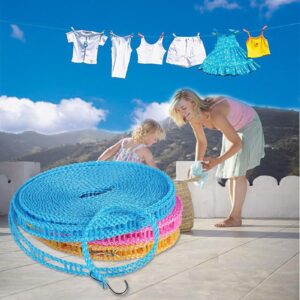 72Pcs Colorful Clothes pins, Springs Laundry ClothesPins, Plastic Air-Drying Sock Clips Closing Chip Snack Bags Clip - 2Pcs Clothes Line Outdoors 5m for Travel