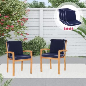 Blytieor Outdoor Patio Chair Cushions Set of 4, Water Resistant Square Seat Cushions with Ties, 20"x17" All Weather Seating Cushions for Outdoor Furniture