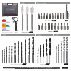 G LAXIA Hammer Drill, 4.5A 1/2 Corded Hammer Kit, 0-3000RPM Variable Speed Impact Drill with 105pcs Drill Bit Set, Carrying Case Included