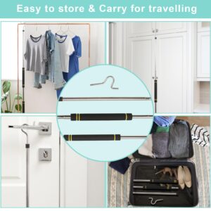 Frebuta Clothes Hook Pole Long Handle, 51In Garment Hook Reach Pole Stainless Steel Attic Pull Down Hook Pole S Hook For Plants Hang Light Rod Soft Sponge Handle StudinessDurability