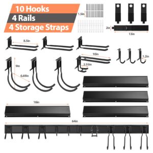 Waturis Garage Wall Organizer, 64 Inch Heavy Duty Garden Tool Organizer, 18PCS Adjustable Tool Storage Rack for Garage Storage Organization Yard Shed Tool Organizer