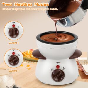 Mini Chocolate Melting Pot, Chocolate Fondue Fountain, 8.79OZ Warmer Machine for Milk Chocolate, Cheese, Butter, Candy (White)