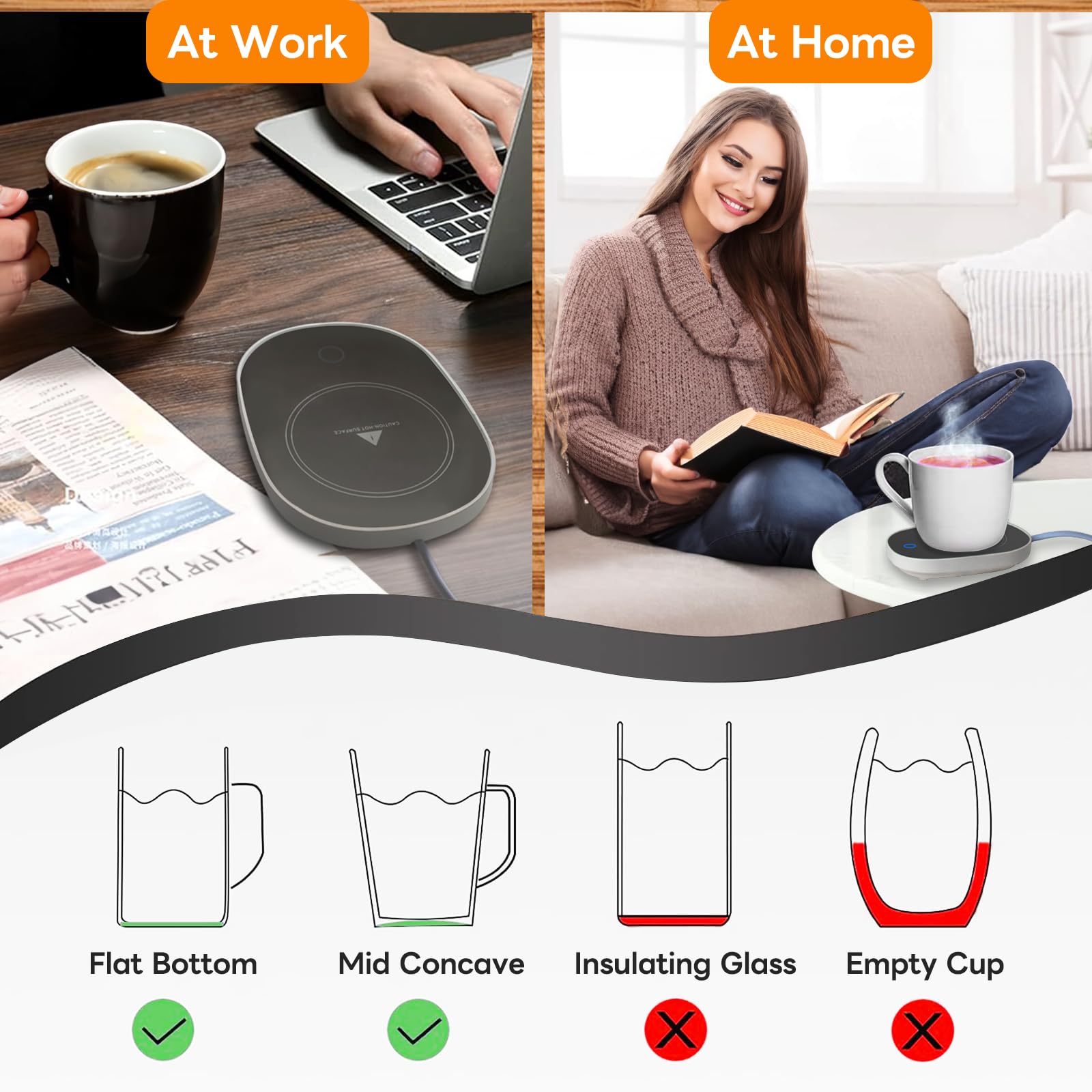 Coffee Mug Warmer for Desk, Coffee Cup Warmer for Desk with Auto Shut Off, Coffee Gifts Warmer Set for Desktop Office Home