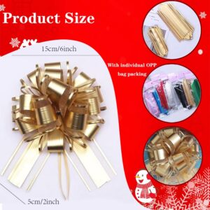 HQJAXJ 6 PCS Pull Bow,Gold Gift Bows for Presents 6 inch Pull Bow for Gifts Wrapping Party Gift Boxes Bow Basket Packaging Bows for Valentine's Day Presents Flower Decorations (gold)