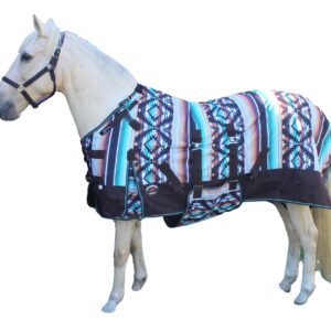 CHALLENGER 76" 1200D Horse Turnout Waterproof Heavy-Weight Winter Blanket Serape 5B107