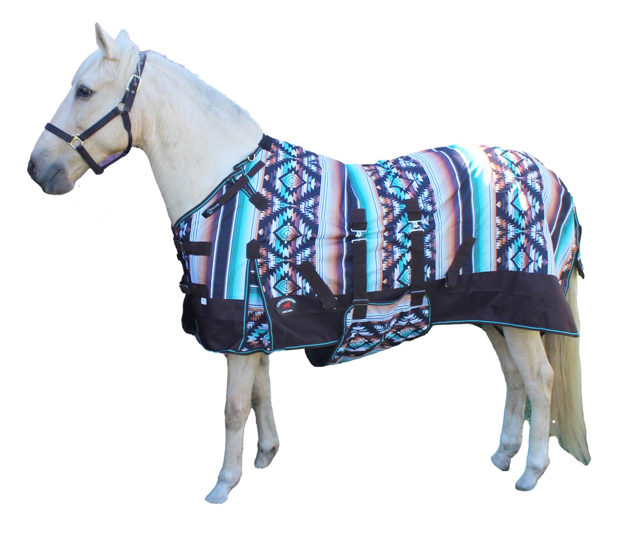 CHALLENGER 76" 1200D Horse Turnout Waterproof Heavy-Weight Winter Blanket Serape 5B107