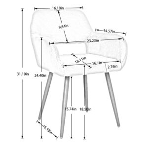 Desk Chair No Wheels Comfy Desk Chair with Metal Legs Faux Fur Task Chair/Arm Chair/Computer Chair/Makeup Chair for Bedroom Living Room,Reading Room,Modern Home Office Desk Chair for Girls Women