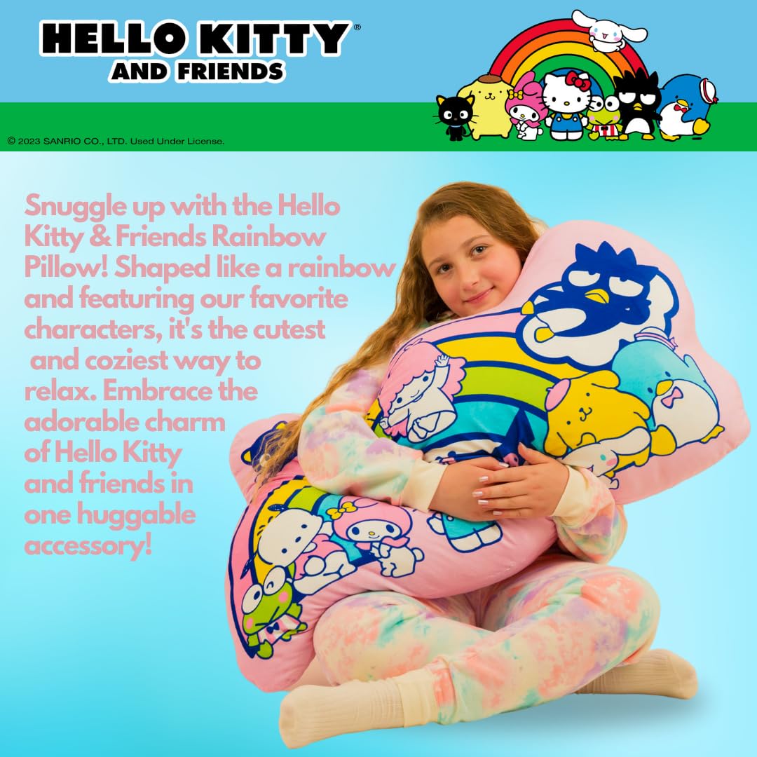 Franco Collectibles Cozy Bedding Super Soft Plush (Officially Licensed Product) Oversized Body Pillow, 25.5 in x 36 in, Hello Kitty & Friends