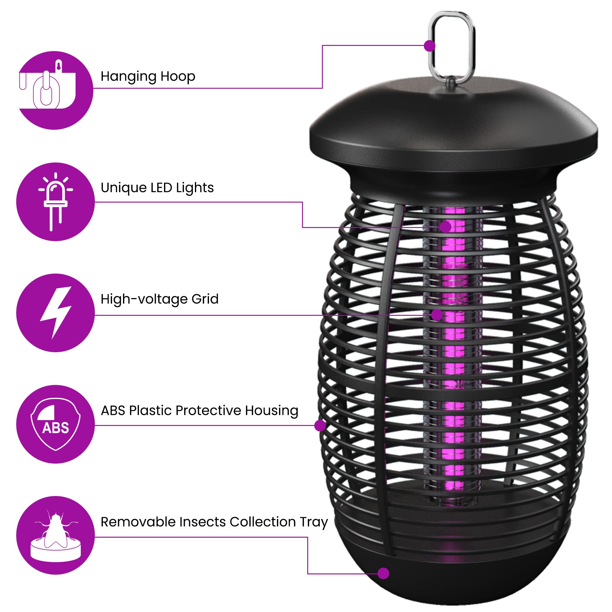 Pest Sniper Bug Zapper Indoor Outdoor, Electronic Mosquito Zapper Fly Zapper,Works for Mosquitoes, Gnats, Aedes, Midges, Moths, Fruit Flies, Wasps and Other Flying Insects