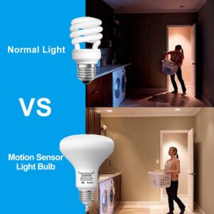 LUXON 9W BR30 Radar Motion Sensor Light Bulbs, Detector Dusk to Dawn 90W Equivalent,Smart Led Lamp Lighting,Indoor Outdoor Auto On/Off E26 Base Soft White 2700K