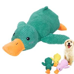 shytouch wowpetsmart calming duck toy, the mellow dog calming duck, quack-quack duck dog toy, classic duck dog squeak toy, dog stuffed animals chew toy, squeaky dog chew toys (green)