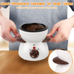 Mini Chocolate Melting Pot, Chocolate Fondue Fountain, 8.79OZ Warmer Machine for Milk Chocolate, Cheese, Butter, Candy (White)