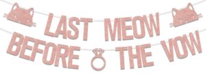 last meow before the vow banner, cat themed bachelorette party decorations, bridal shower engagement party decorations, hen wedding party supplies rose gold