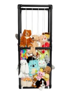 lilly's love stuffed animal zoo storage - standing storage organizer display | made from furniture-grade, easy to assemble pvc, stores more stuffies than hammocks | 55" x 22" x 12", black