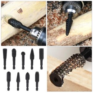 Omninmo 10pcs Rotary Burr Wood Carving Rasp Files Set for Woodworking Carving & Rubber Deburring, Shaping and Grooving, with 1/4" Hex Shank Wood Carving Rasp Files