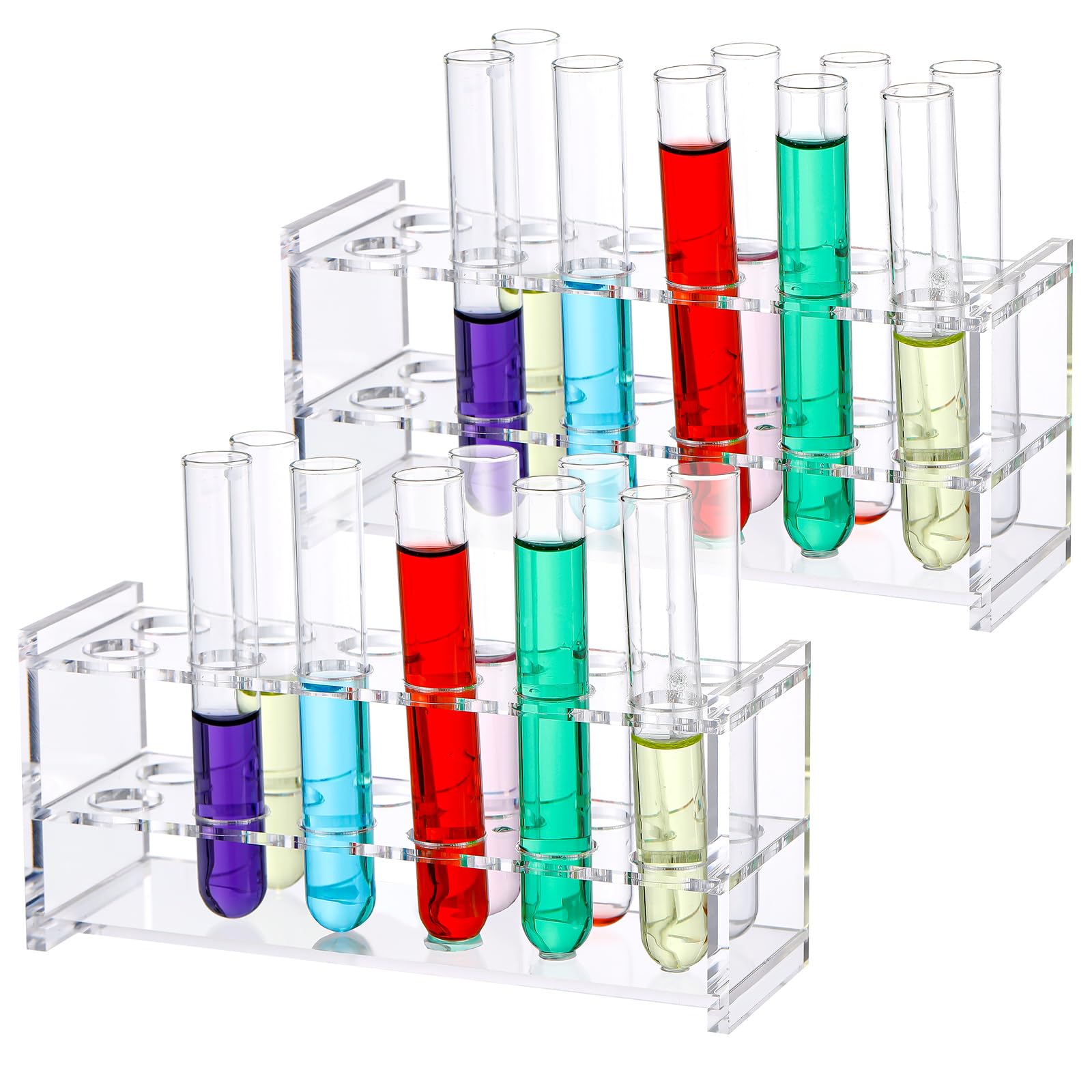 Yoande 2 Pcs Acrylic Test Tube Rack 12 Wells 10ml Acrylic Centrifuge Tube Holder Clear Test Tube Rack 16mm/ 0.63 inch Lab Test Tube Transparent for 10ml Centrifuge Tubes Clear