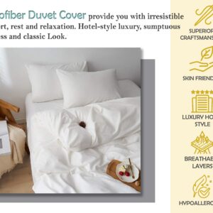 3 Sided Zipper Duvet Cover Set Queen Size White - Soft Microfiber Duvet Cover Set with 3 Sided Zipper Closure, 3 PCS Queen Size Duvet Cover (90"x90") & 2 Pillow Cases(20"x30"), NO Comforter