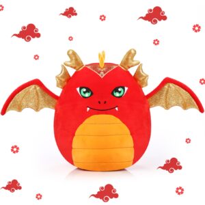 leyndo 14'' dragon plush throw pillow cute dragon stuffed animals soft stuffed dragon pillow for dragon lover year of the dragon home bedroom sofa car decorations holiday birthday party favor gift