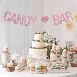 Candy Bar Banner, Engagement Wedding/Girls Birthday/Bride to Be/Bachelorette Party Bunting Hanging Bunting Decorations Supplies - Pink Glitter