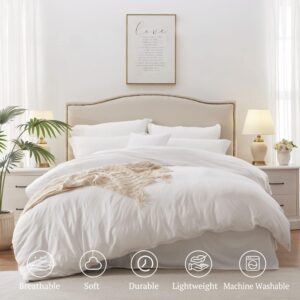 3 Sided Zipper Duvet Cover Set Queen Size White - Soft Microfiber Duvet Cover Set with 3 Sided Zipper Closure, 3 PCS Queen Size Duvet Cover (90"x90") & 2 Pillow Cases(20"x30"), NO Comforter