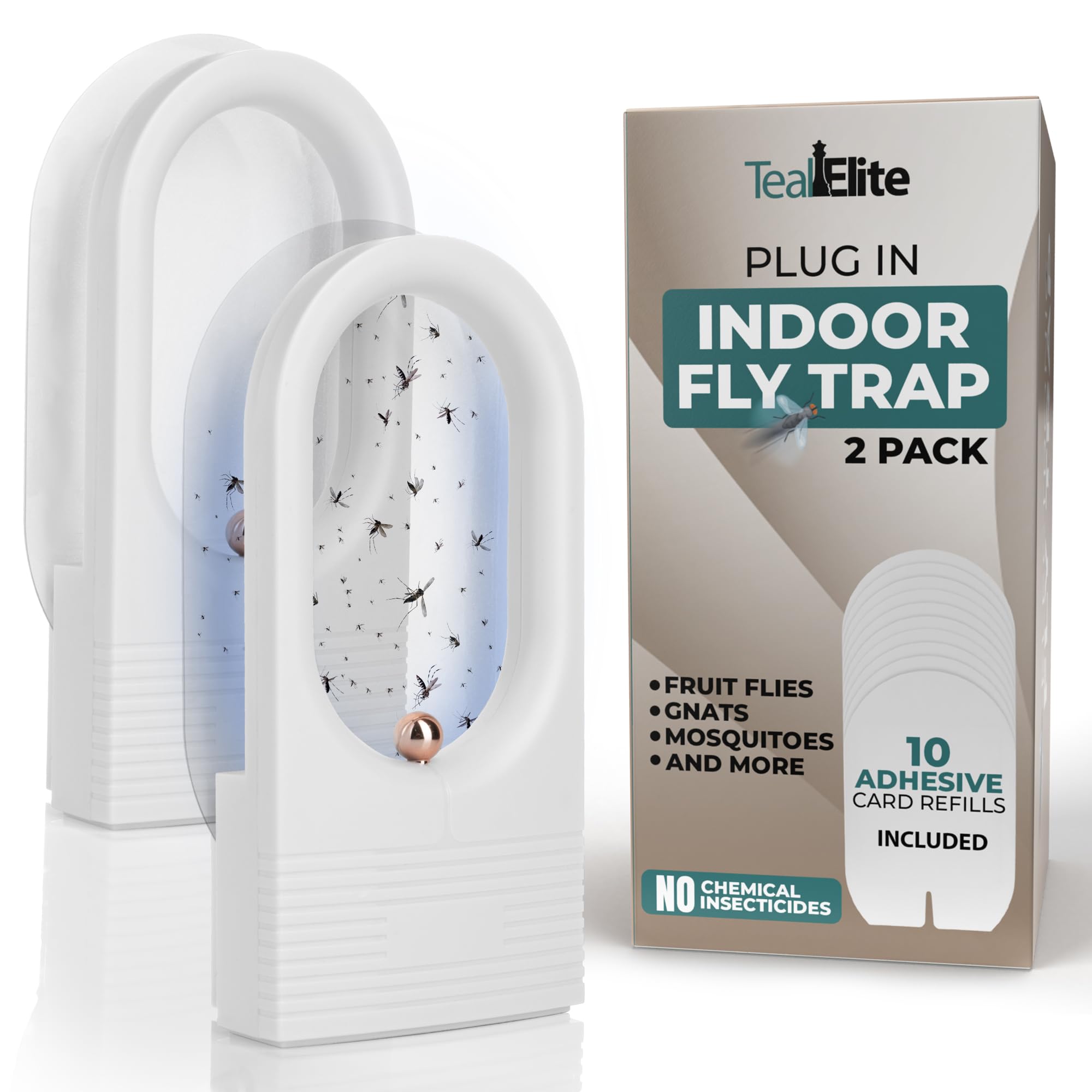 Plug in Fly Trap Indoor 2-Pack - Effective Indoor Flying Insect Trap |UV Bug Light Indoor Plug in | Non-Toxic Indoor Fly Trap for Home for Fruit Fly, Wasp, House Fly, Bug, Mosquito